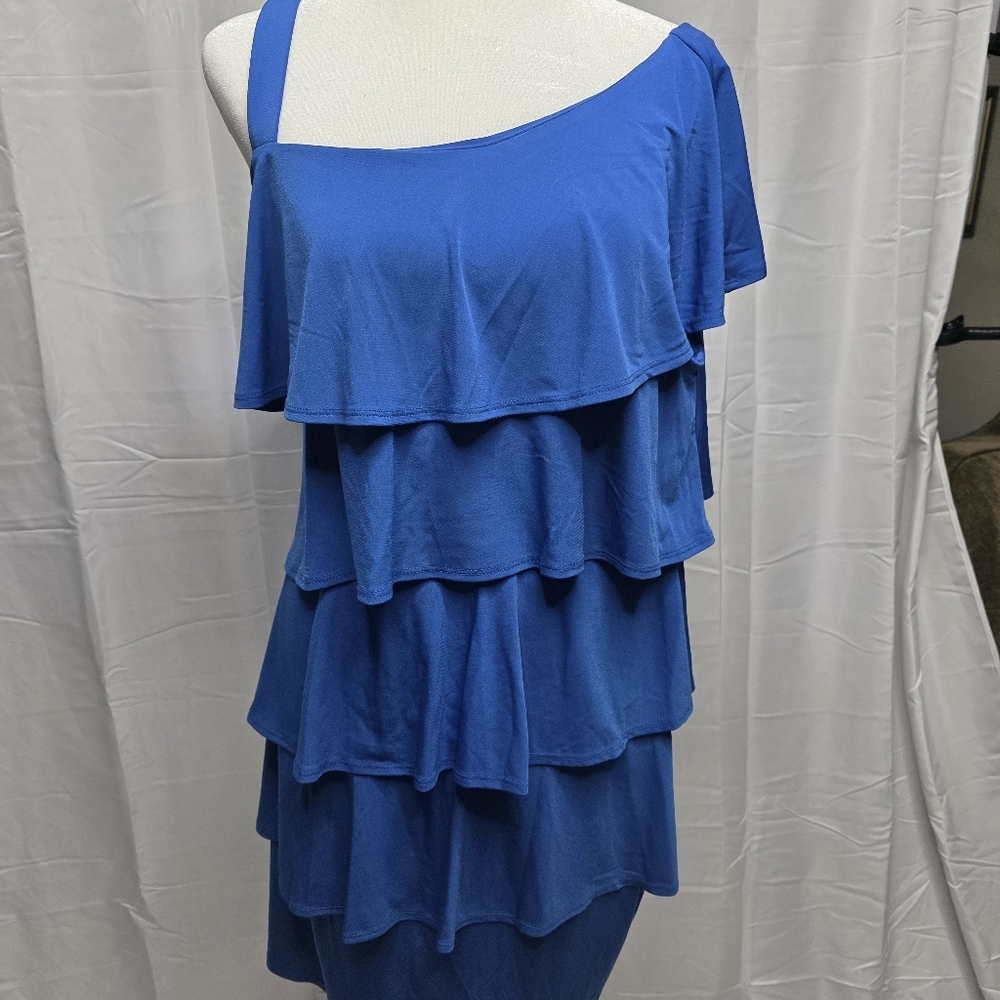Blue Layered Ruffle Dress